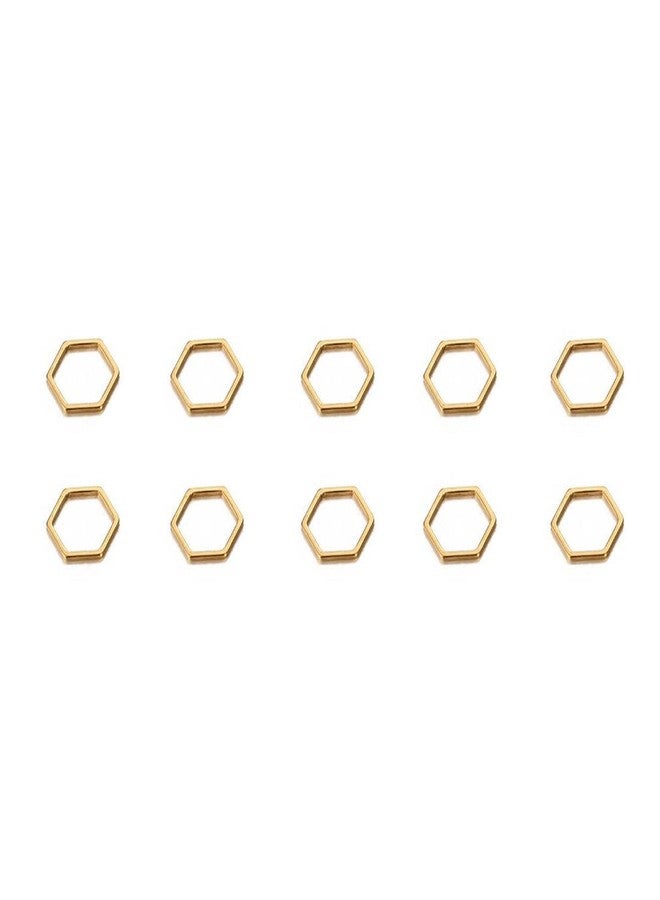Excellentcrafts Brass Hexagon Shape Open Back Bezels, Charms, Resin Bezel for making Pendants, Keychains, Earrings, DIY Jewellery using for Resin Craft (Pack of 10 pcs) (12x16mm, Gold) - Image 1